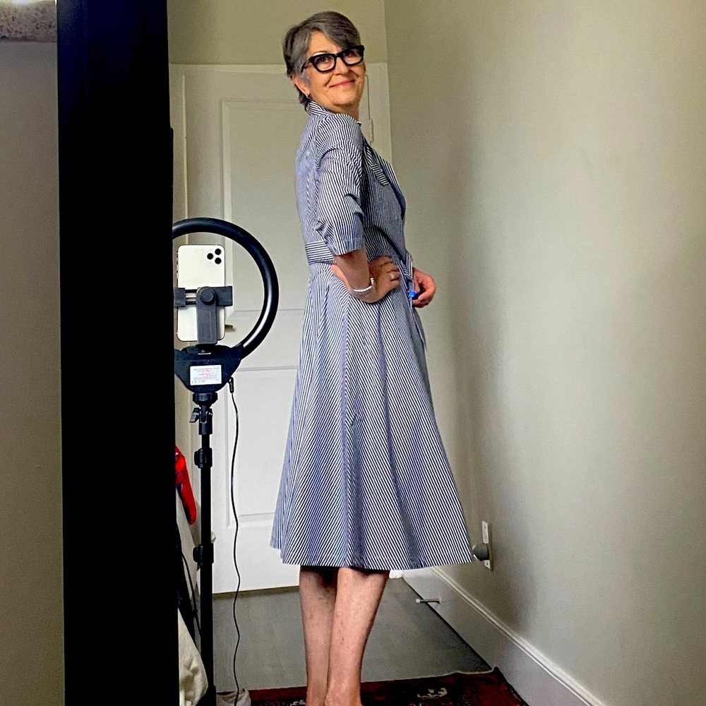 Fit-and-flare cotton shirt dress